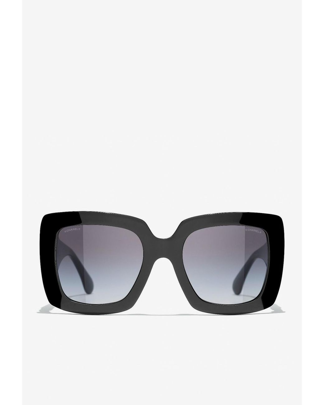 Chanel Wide Temple Logo Rectangular Sunglasses in Black | Lyst