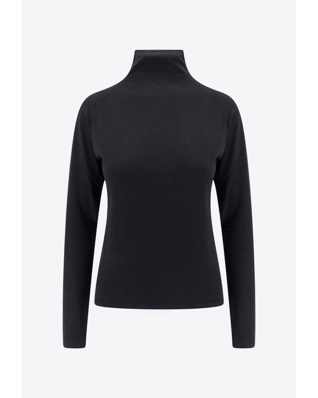 The Row Black Wool High-Neck Sweater