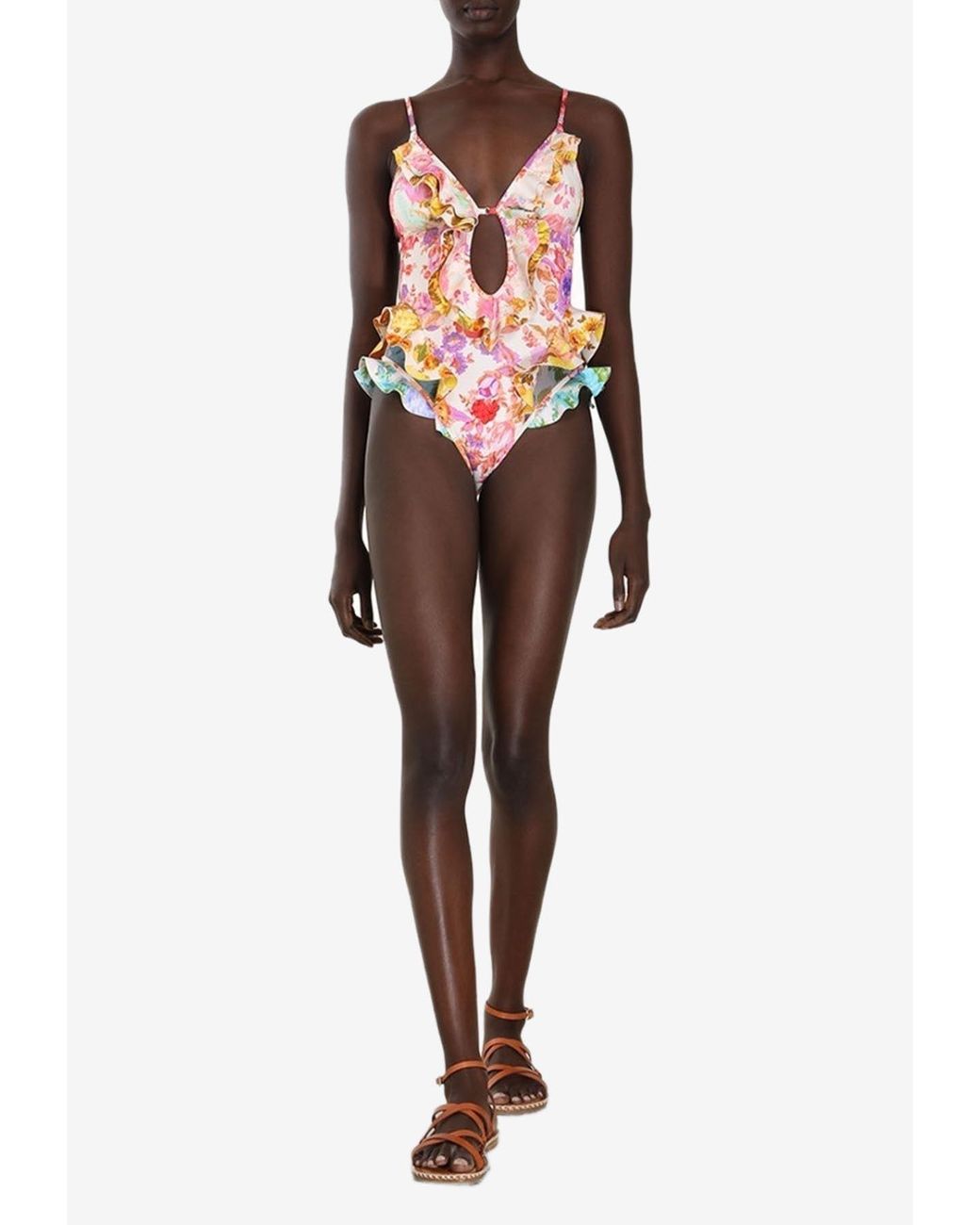 Zimmermann Raie Waterfall Frill One-piece Swimsuit | Lyst