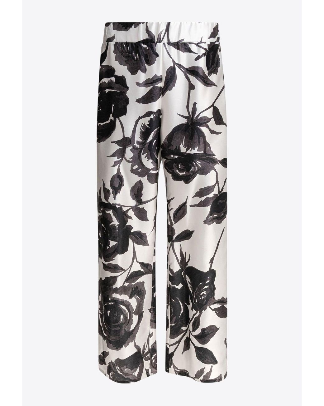 SLEEP NO MORE White Patterned Silk Pants