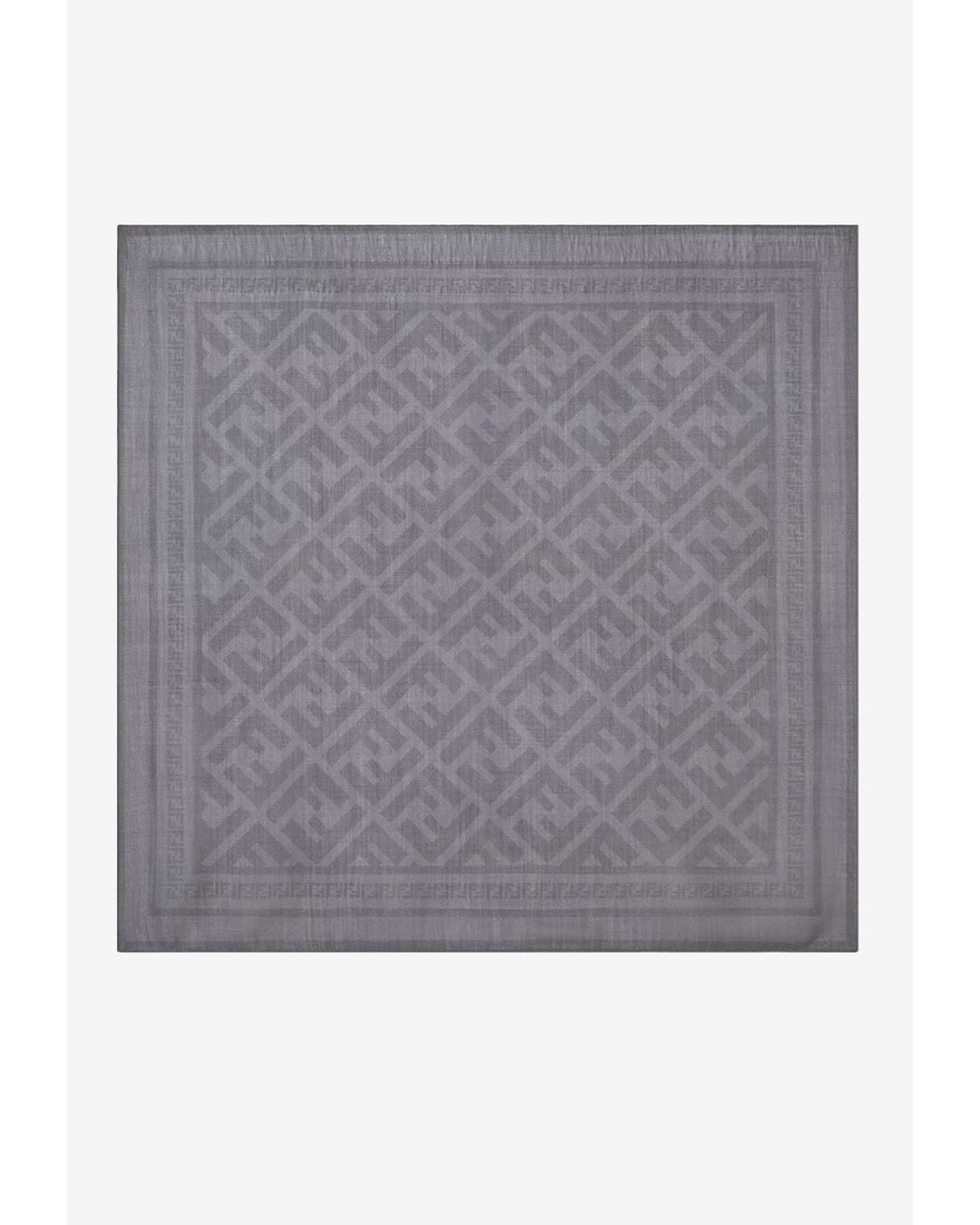 Fendi Gray Patterned Silk-Blend Scarf for men