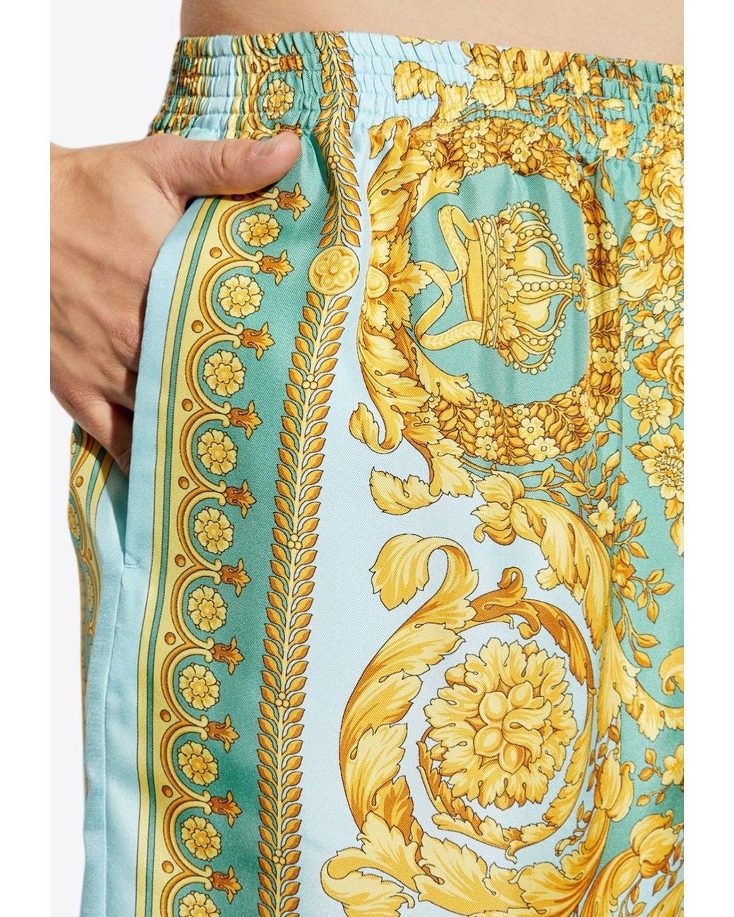 Versace Yellow Silk Shorts for men