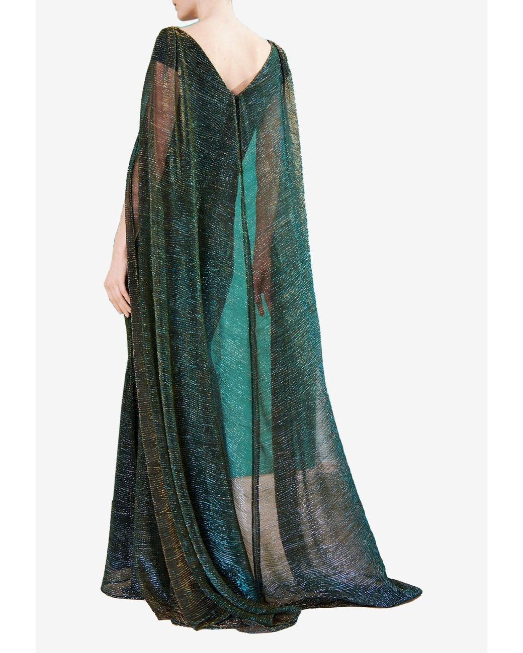 Talbot Runhof draped voile maxi dress - Blue