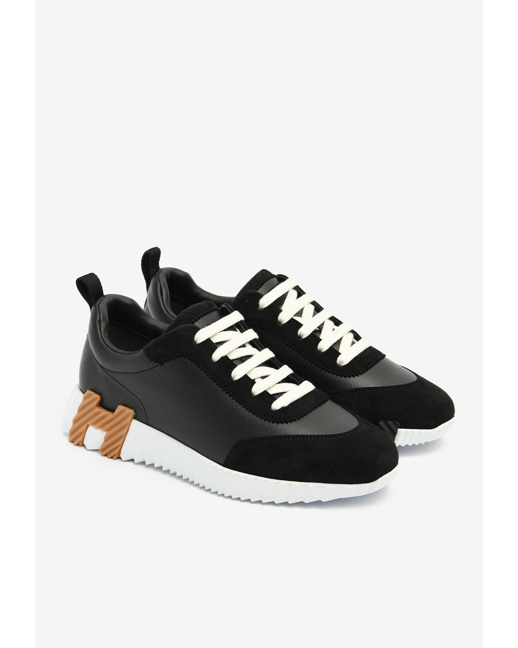 Hermès Bouncing Sneakers In Suede And Nappa Leather in Black | Lyst