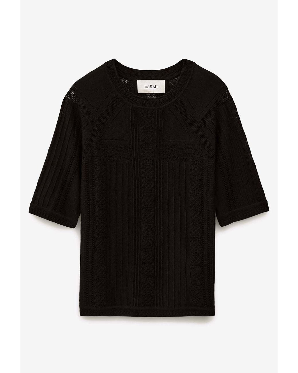 Ba&sh Black Philo Cropped Knit Top