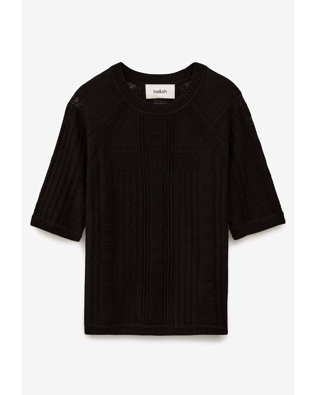 Ba&sh Black Philo Cropped Knit Top