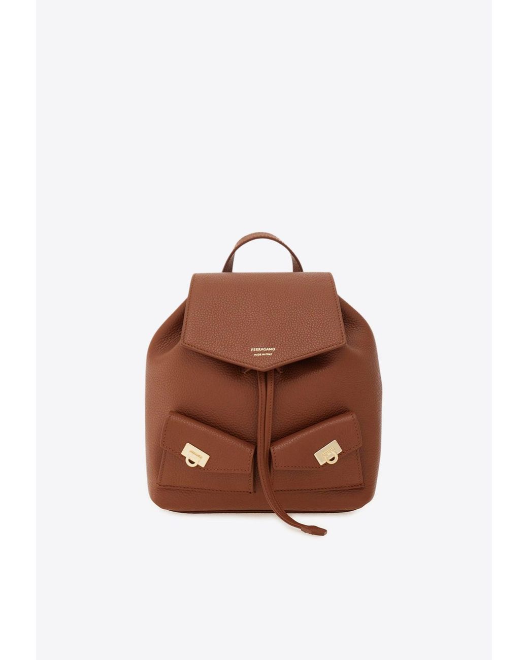 Ferragamo Brown Mini Multi-Pocket Leather Backpack
