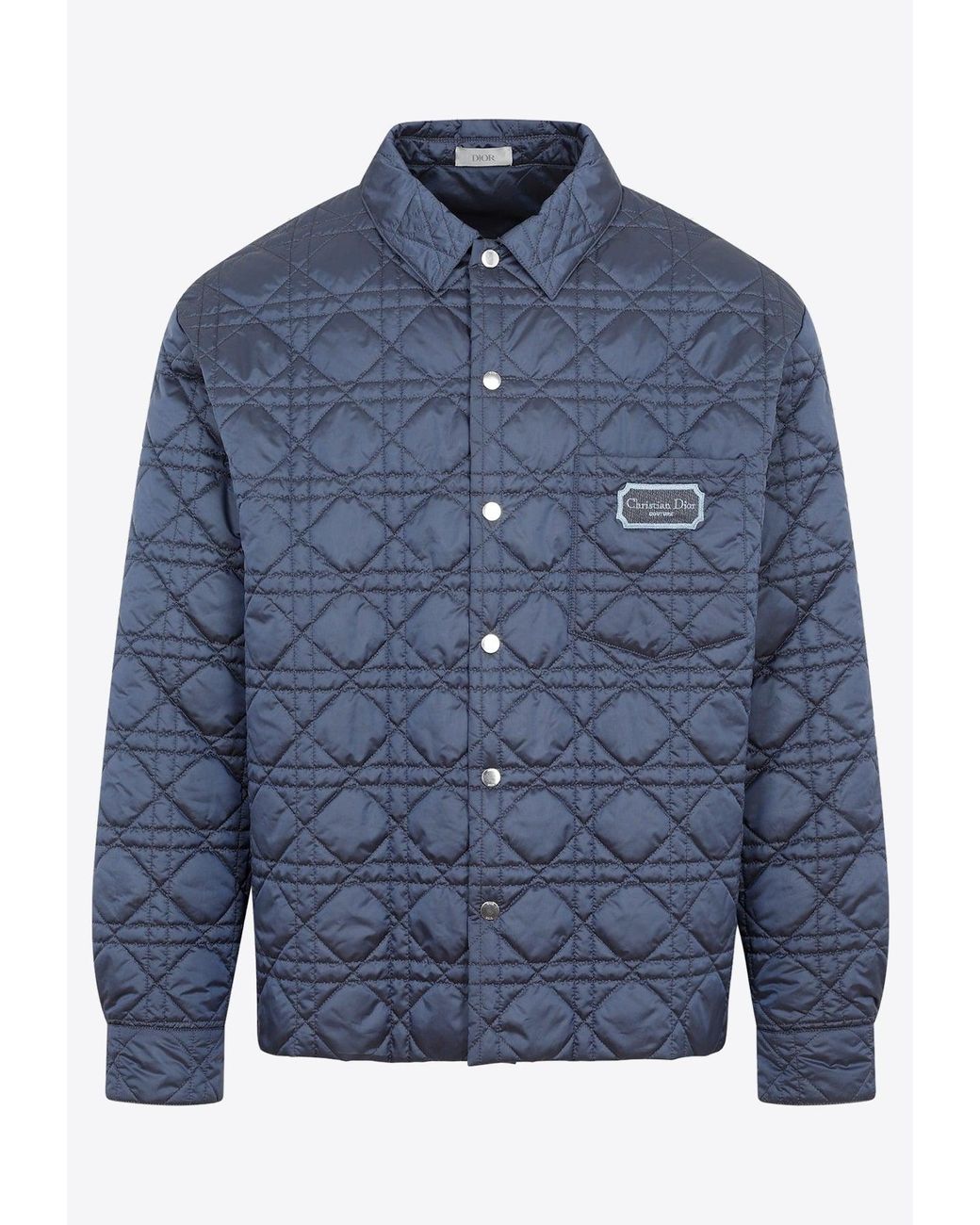 Dior Cannage Quilted Overshirt in Blue for Men | Lyst
