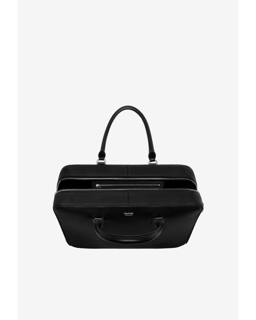 Tom Ford Black Large Elliot Leather Briefcase for men