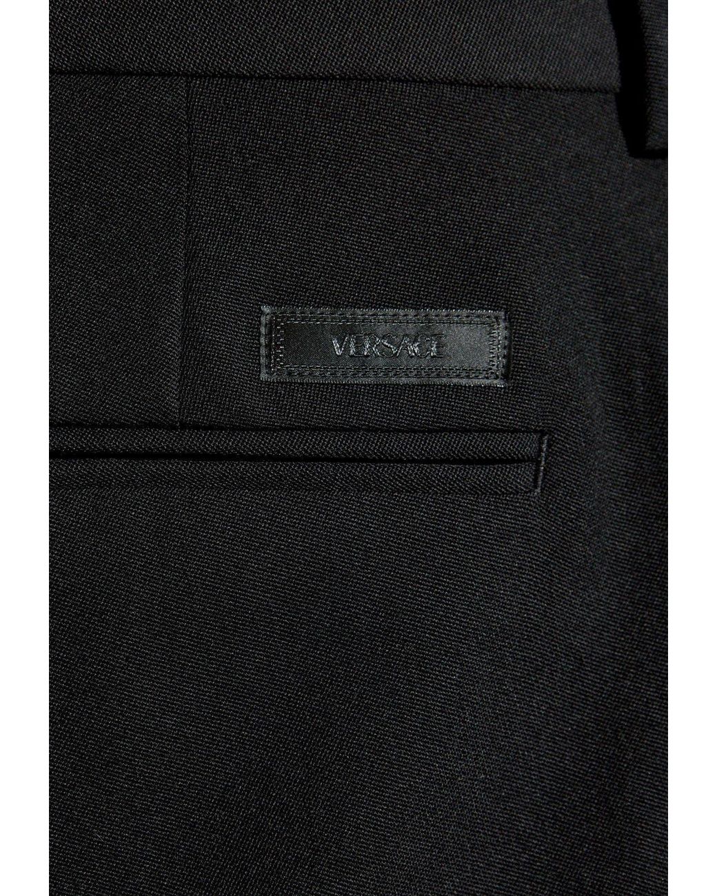Versace Black Tailored Wool Tapered Pants for men