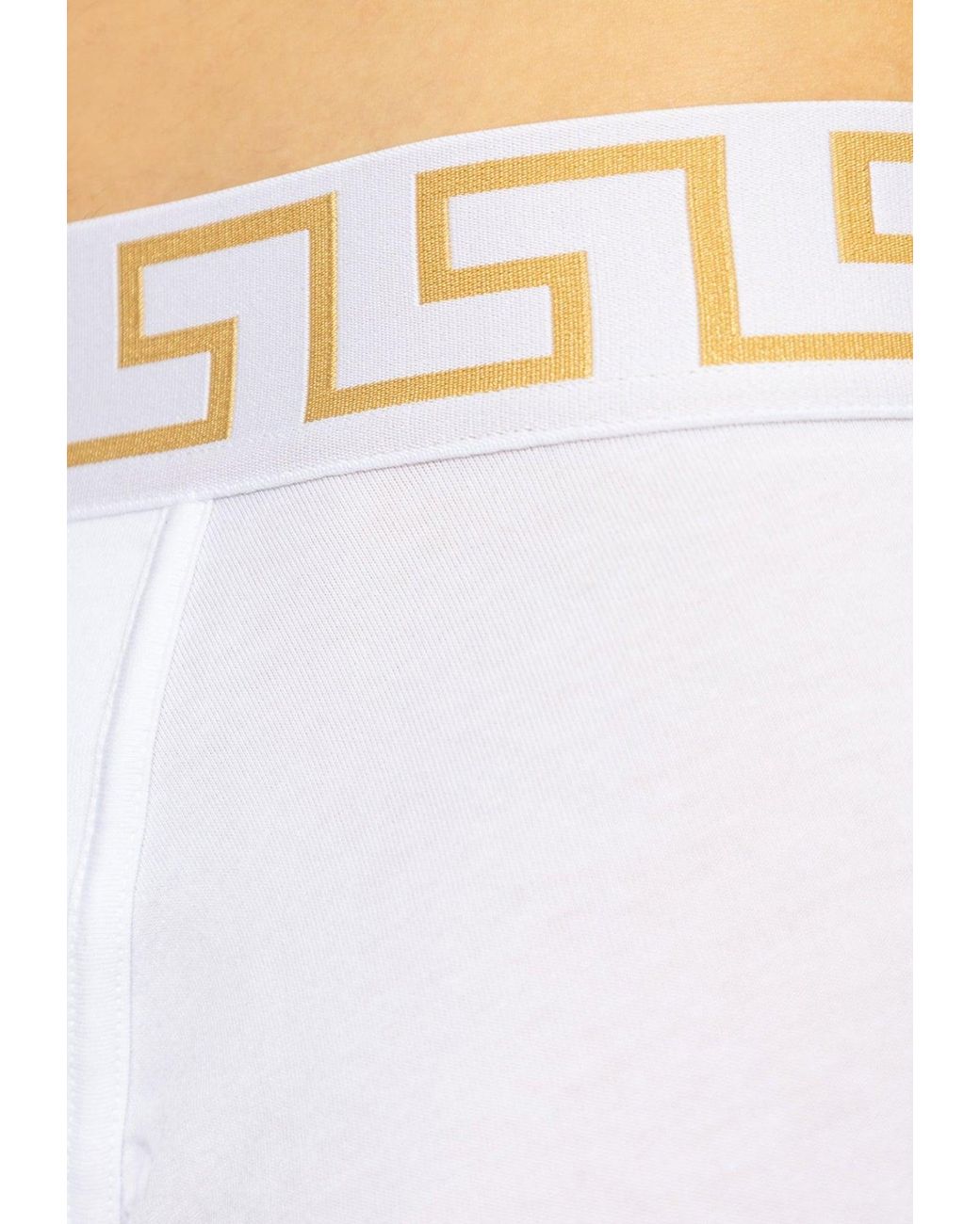 Versace White Greca Border Trunks With Medusa for men