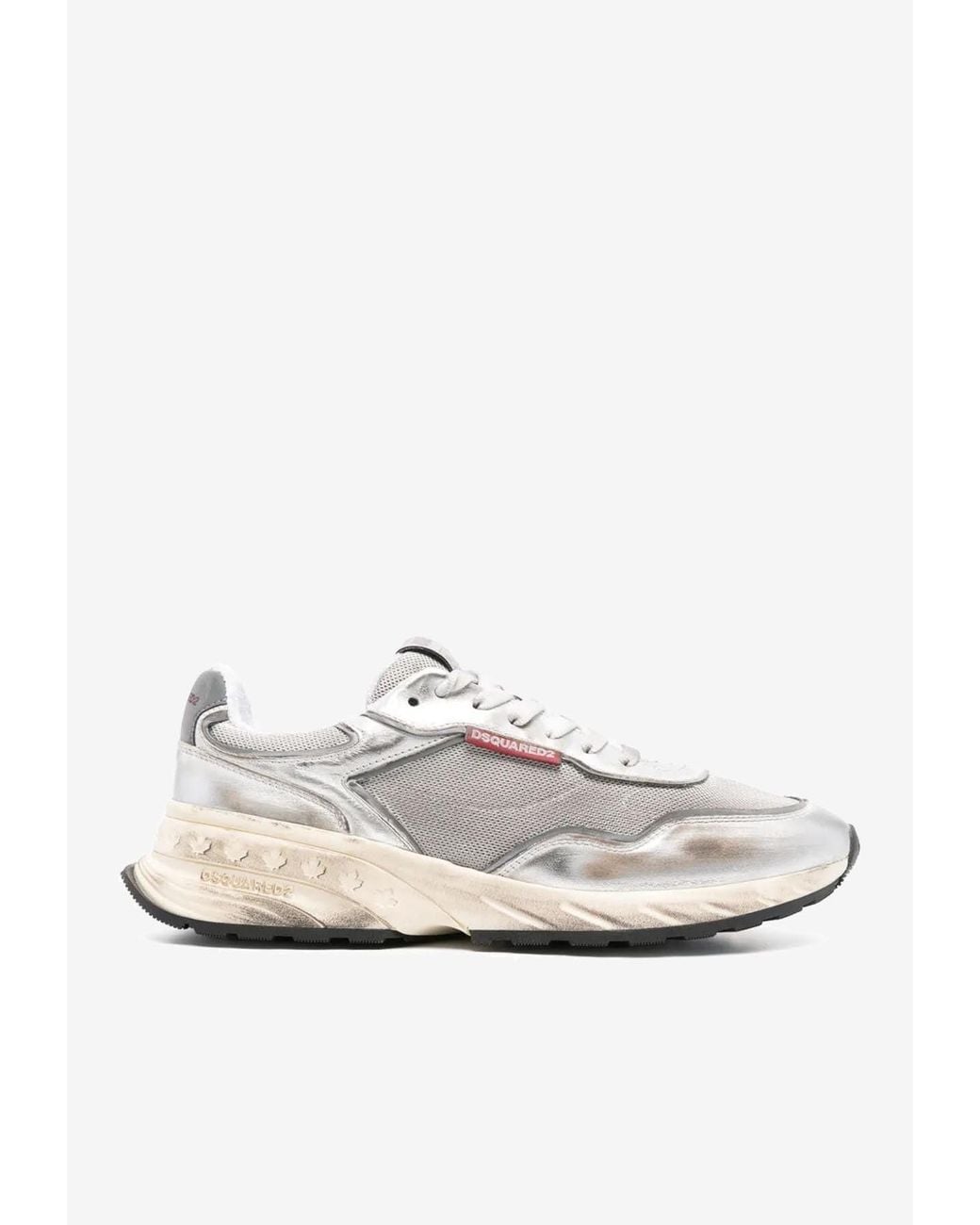 DSquared² White Sprinter Leather And Mesh Sneakers for men