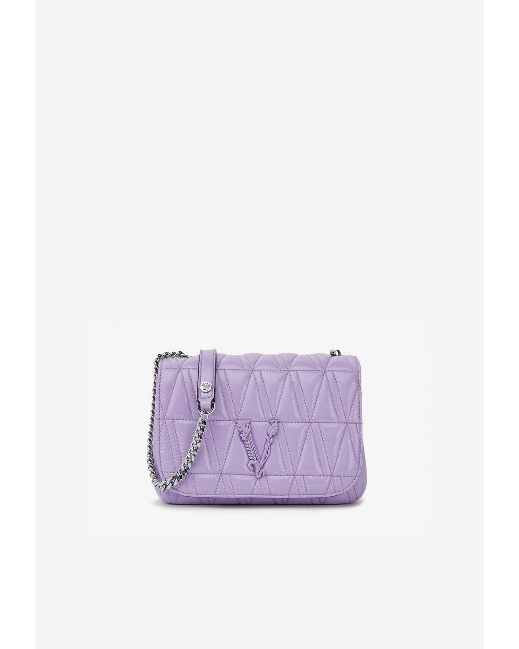Versace Virtus Quilted Naplak Leather Shoulder Bag in Purple Lyst
