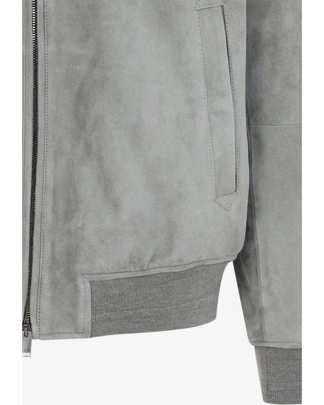 Canali Gray Padded Suede Jacket for men