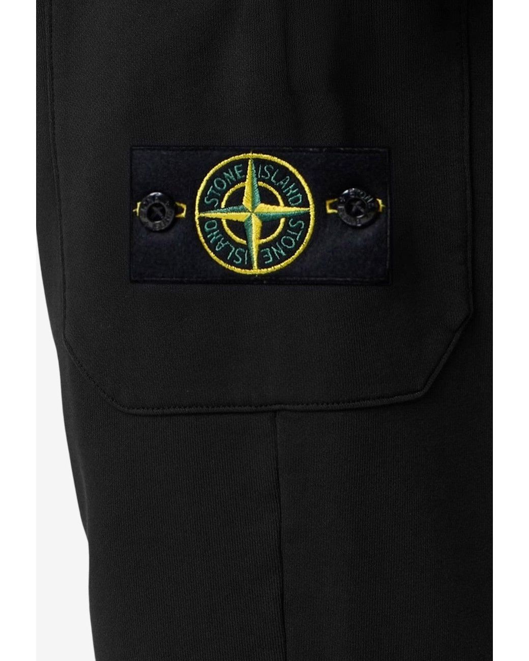 Stone Island Black Logo Patch Track Pants for men