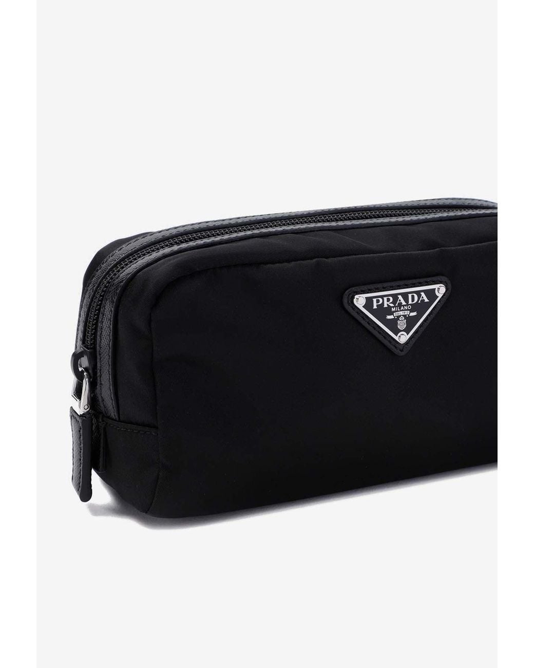Prada White Triangle Logo Pouch Bag for men