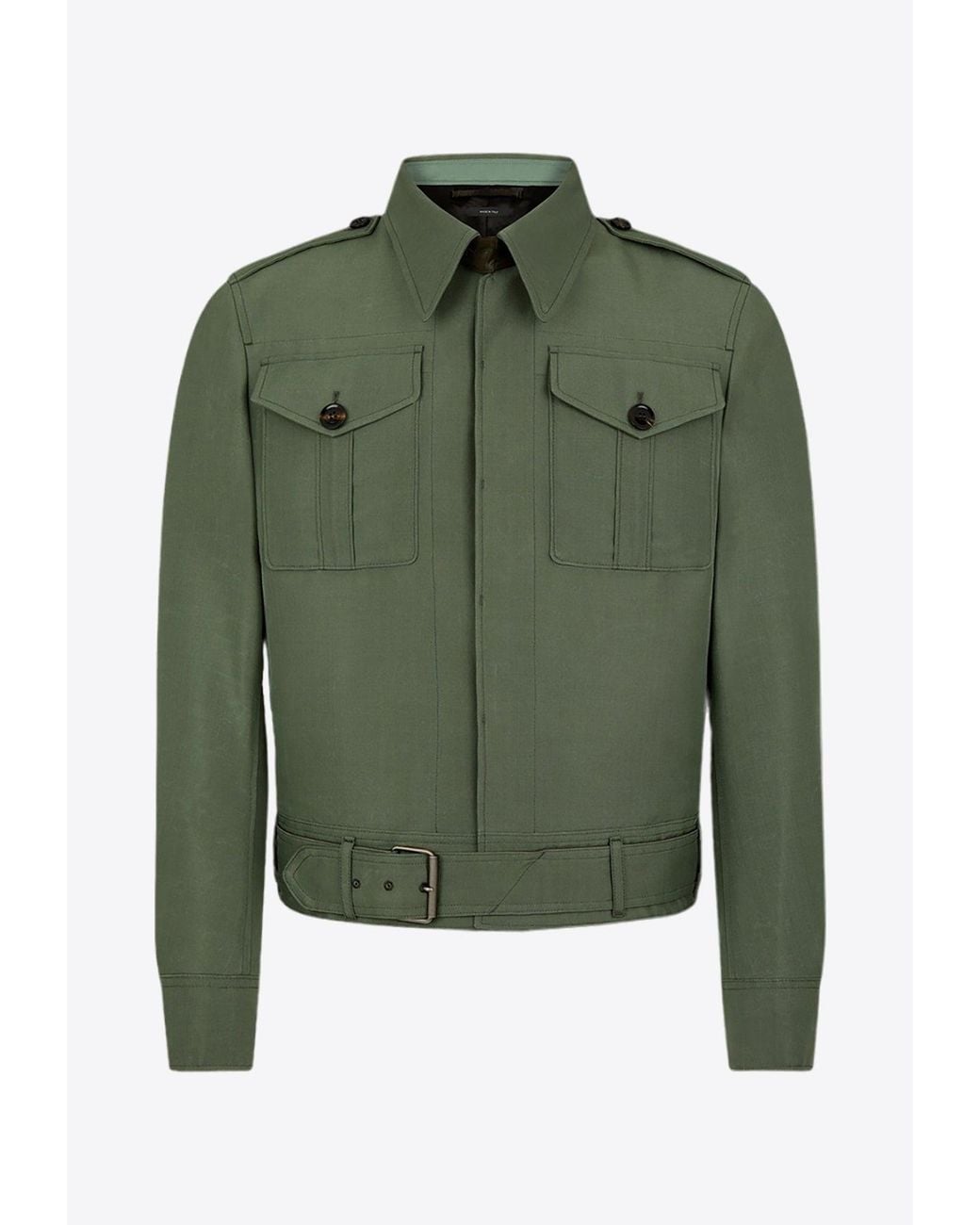 Tom Ford Green Wool And Silk Field Jacket for men