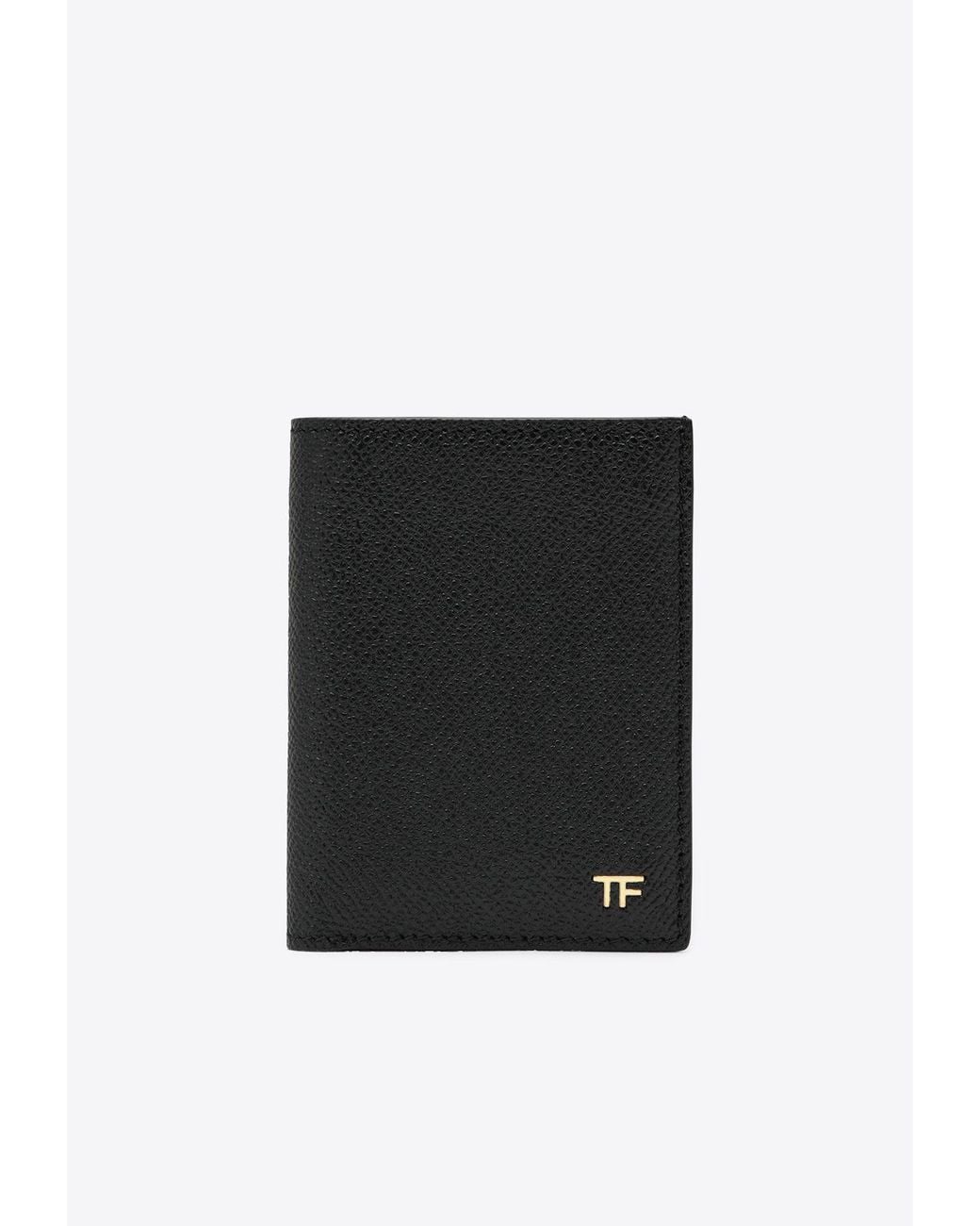 Tom Ford Black Tf Logo Grained Leather Cardholder for men