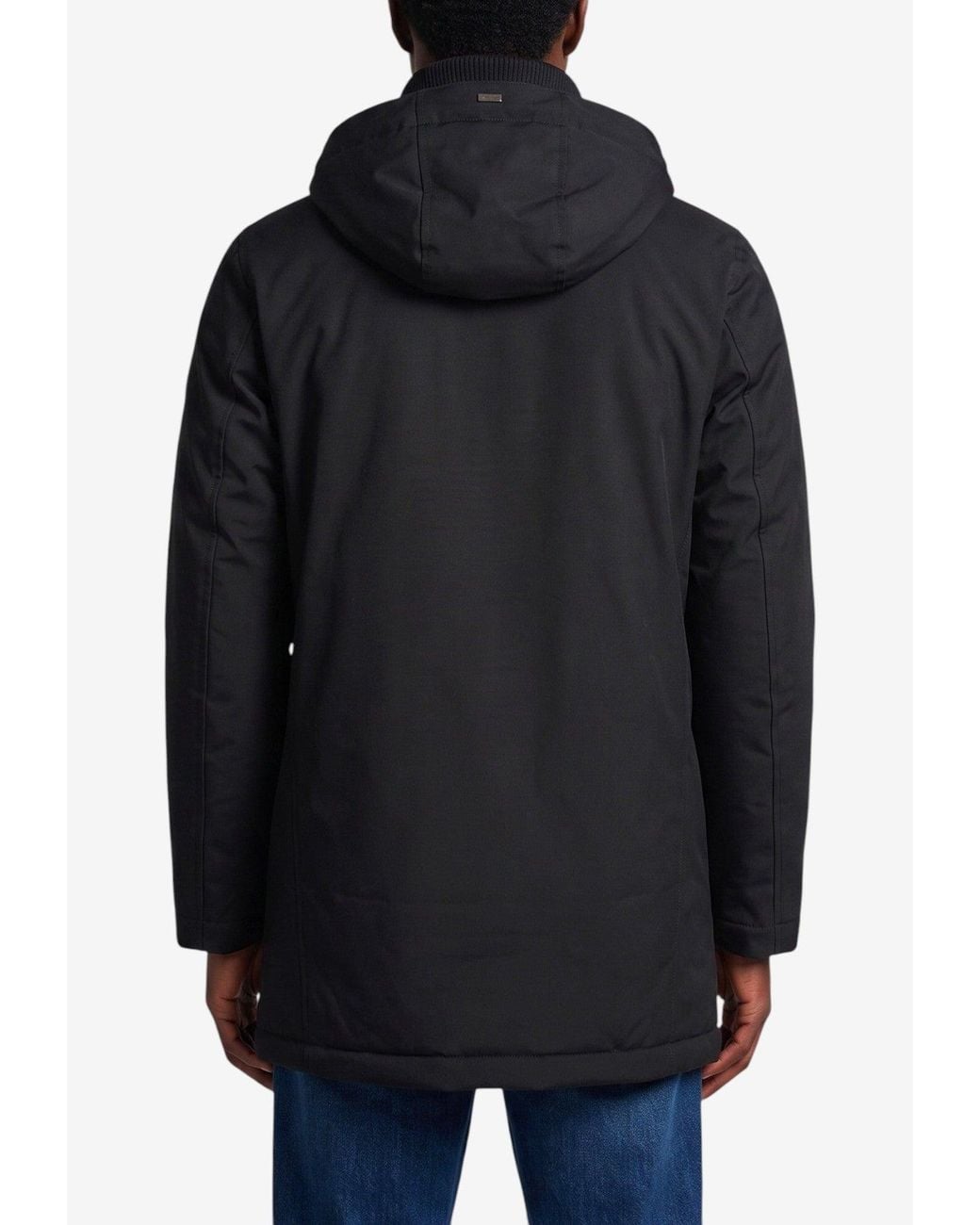 Herno Black Knit-Collar Padded Jacket for men