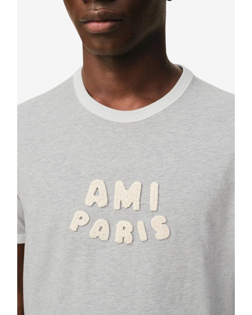 AMI White Logo Patch Boxy T-Shirt for men