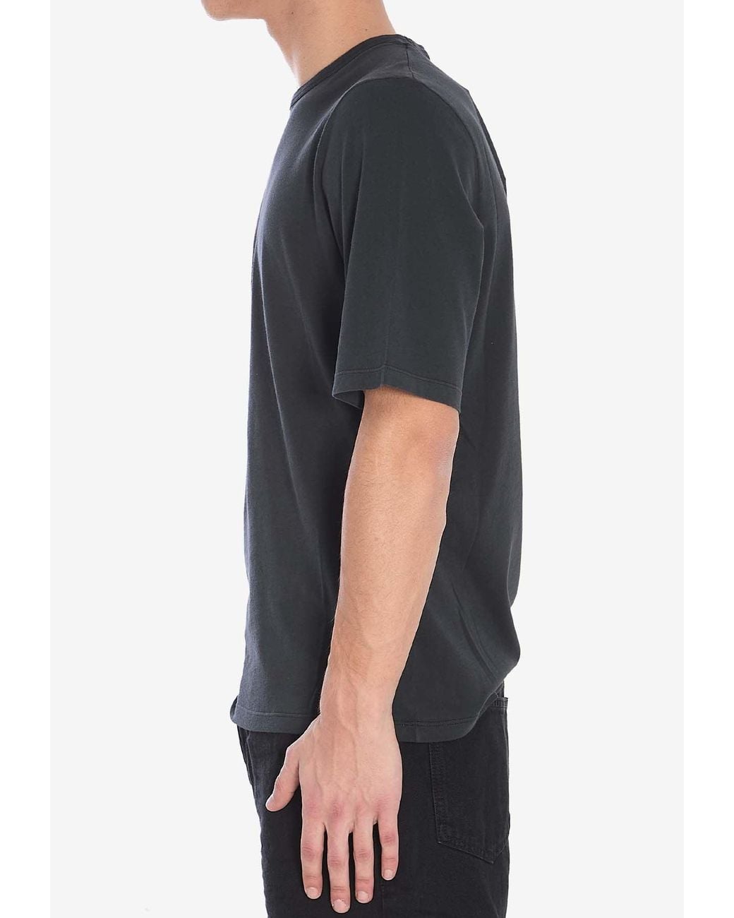 Saint Laurent Black Logo Embroidered T-Shirt for men