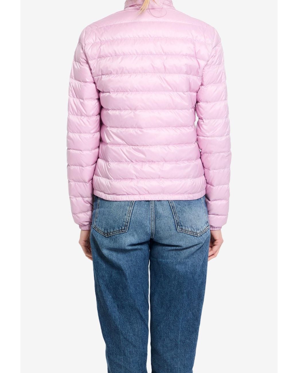 Moncler Pink Lans Logo Patch Down Jacket