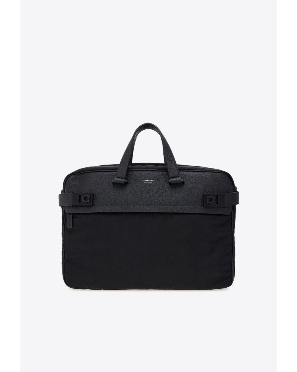 Ferragamo Black Logo Stamp Briefcase for men