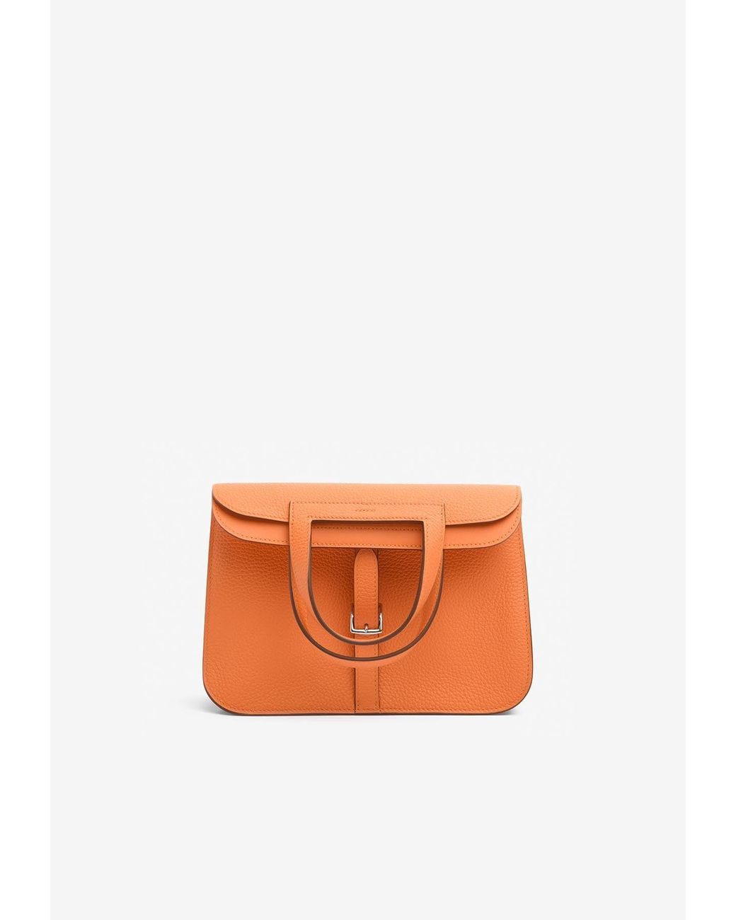 Hermès Halzan 25 In Orange H Clemence Leather With Palladium Hardware ...
