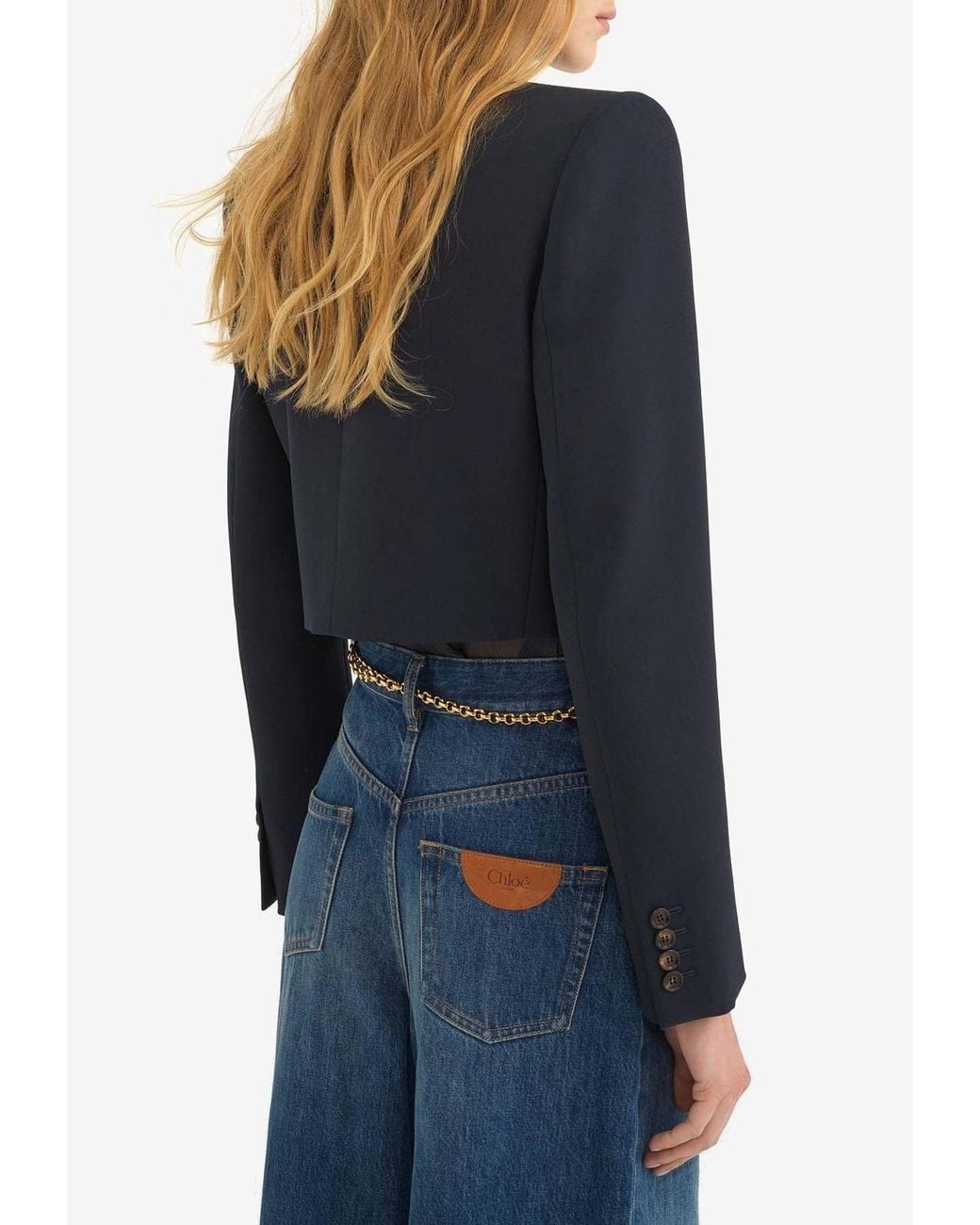 Chloé Blue Spencer Cropped Wool Blazer