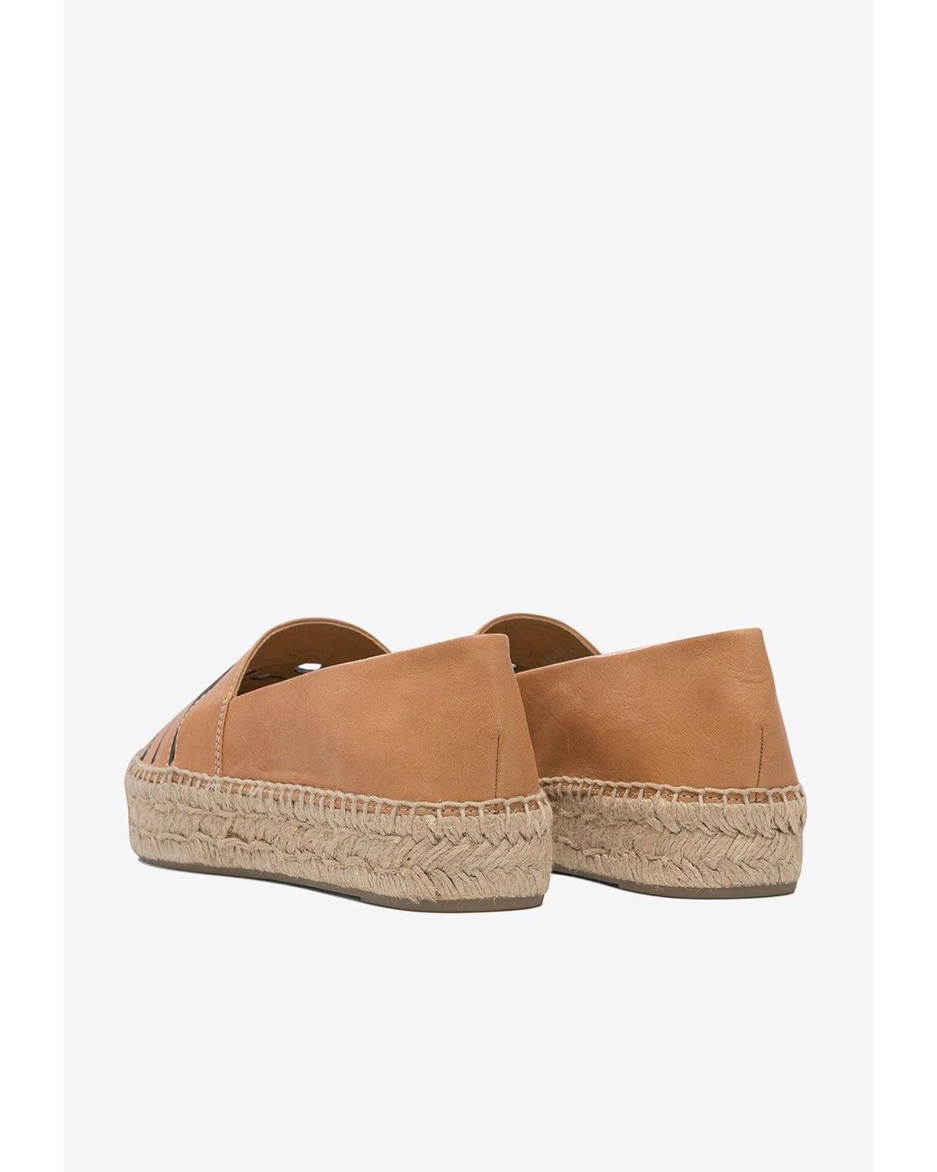 Tory Burch Cut-Out Logo Leather Espadrilles in White | Lyst