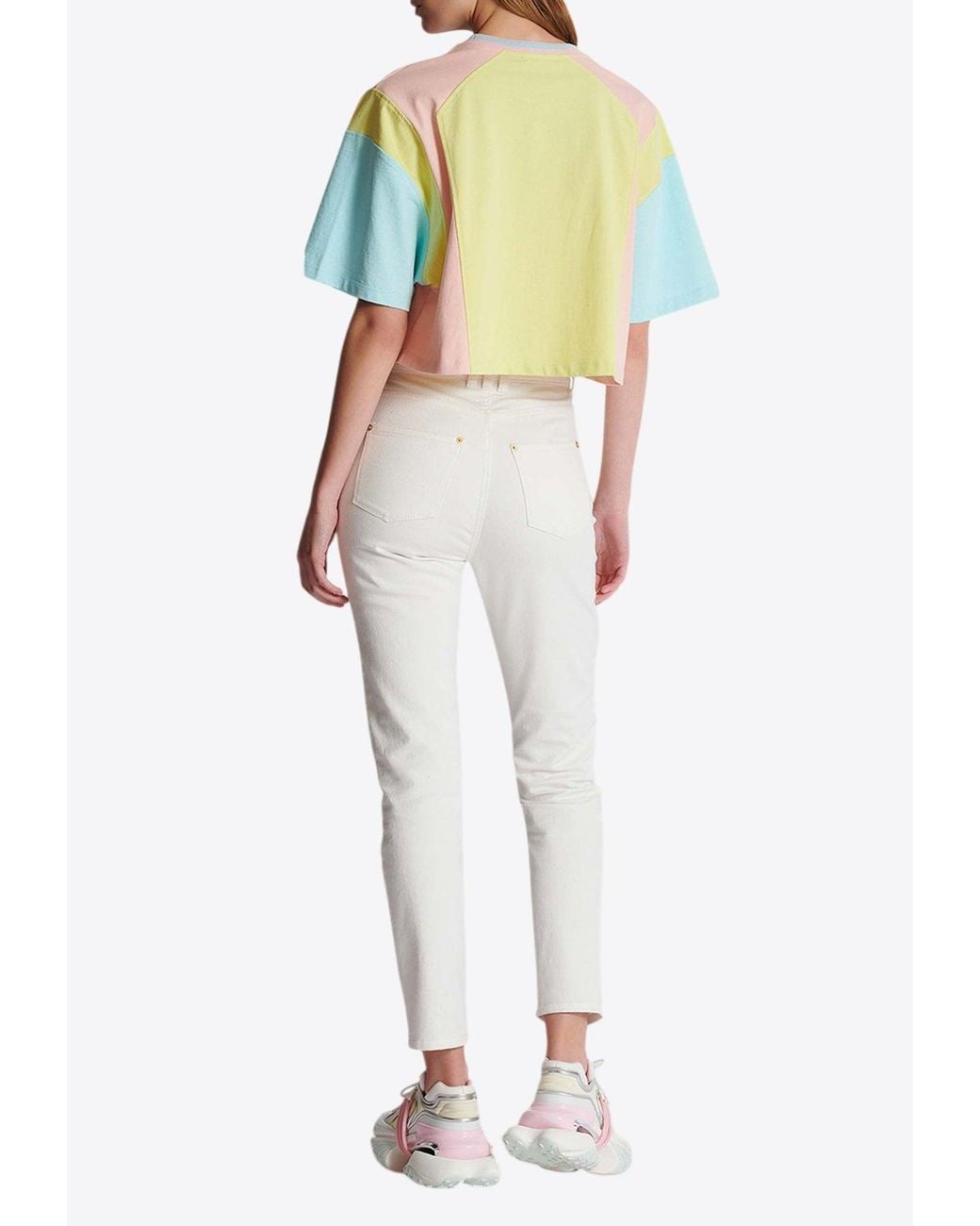Balmain White Cropped Slim Jeans