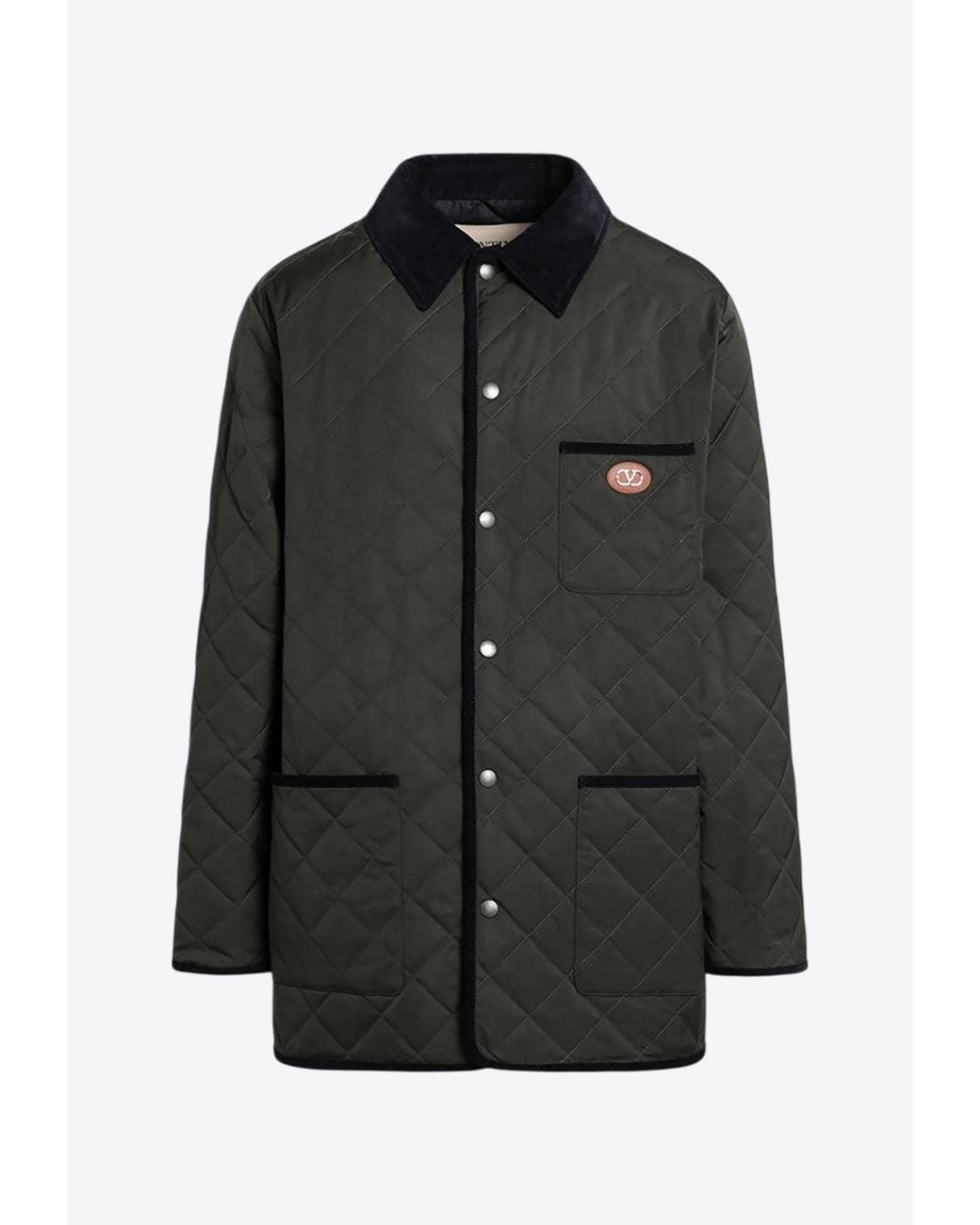 Valentino Black Quilted Vlogo Patch Jacket for men