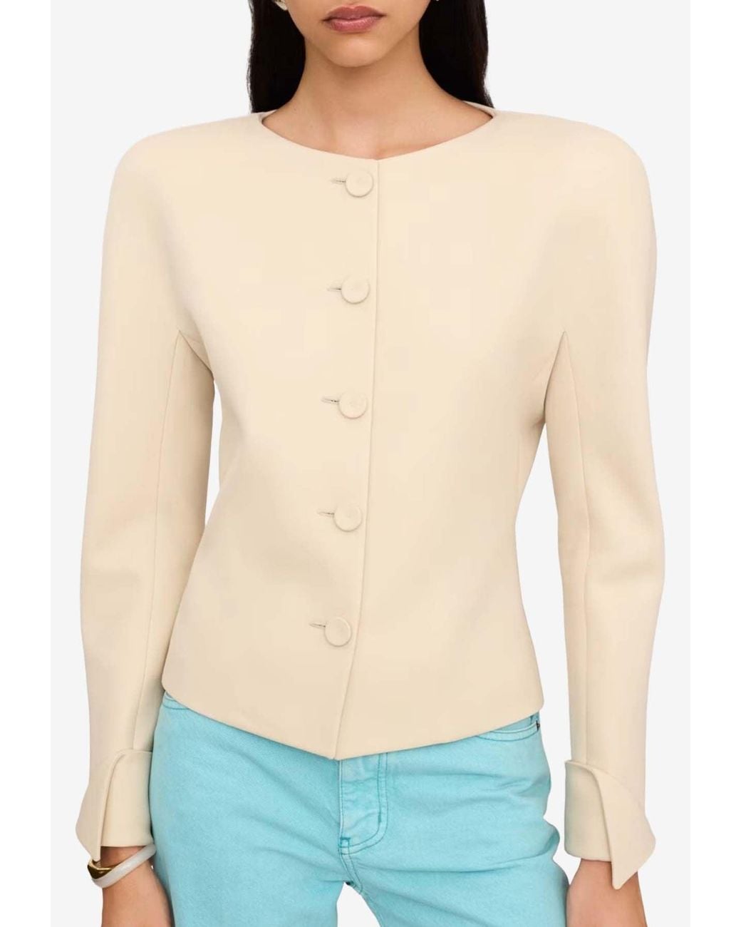Chloé Blue Collarless Fitted Jacket