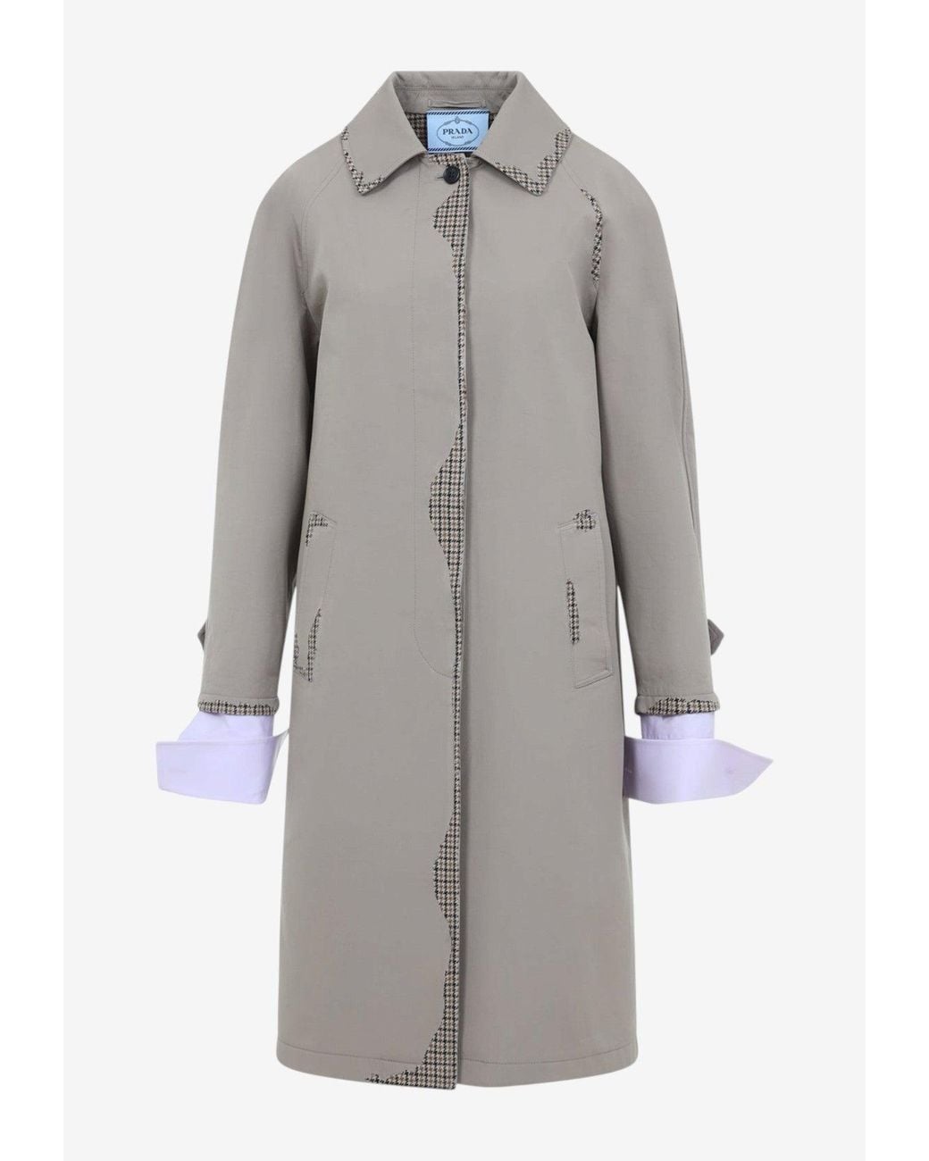 Prada Gray Devoré Effect Bonded Poplin Coat