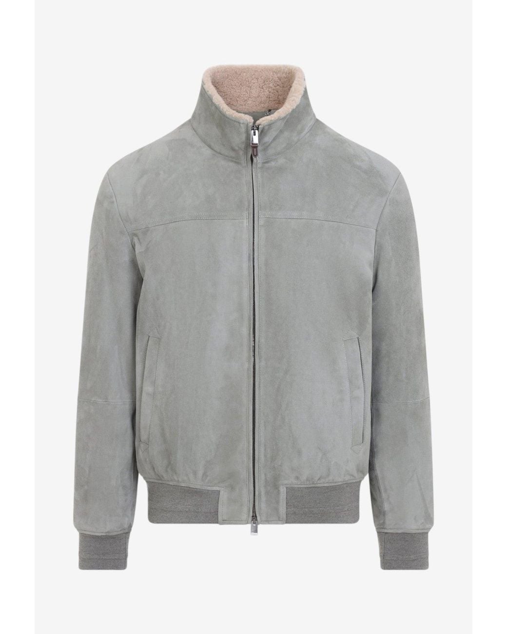 Canali Gray Padded Suede Jacket for men