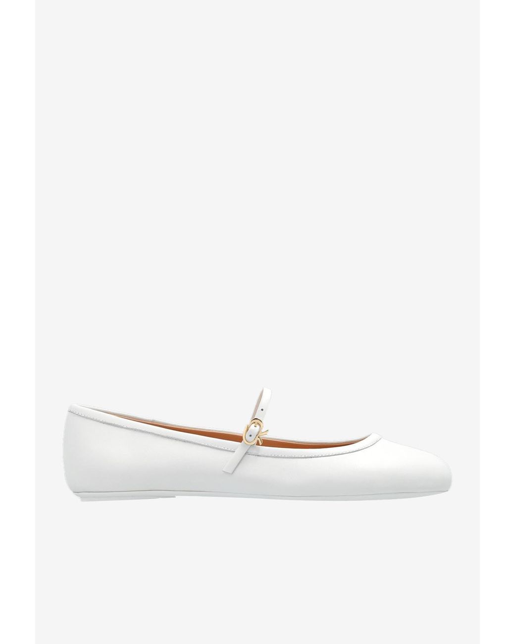 Gianvito Rossi Carla Leather Ballet Flats in White | Lyst