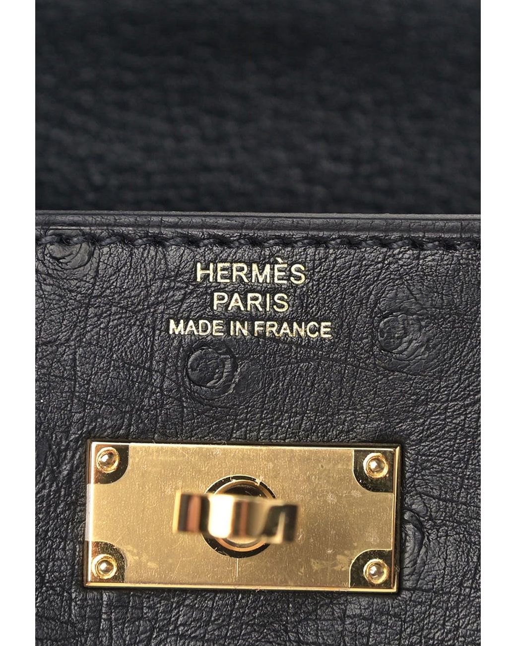Hermes Kelly Bag Ostrich Leather Gold Hardware In Black