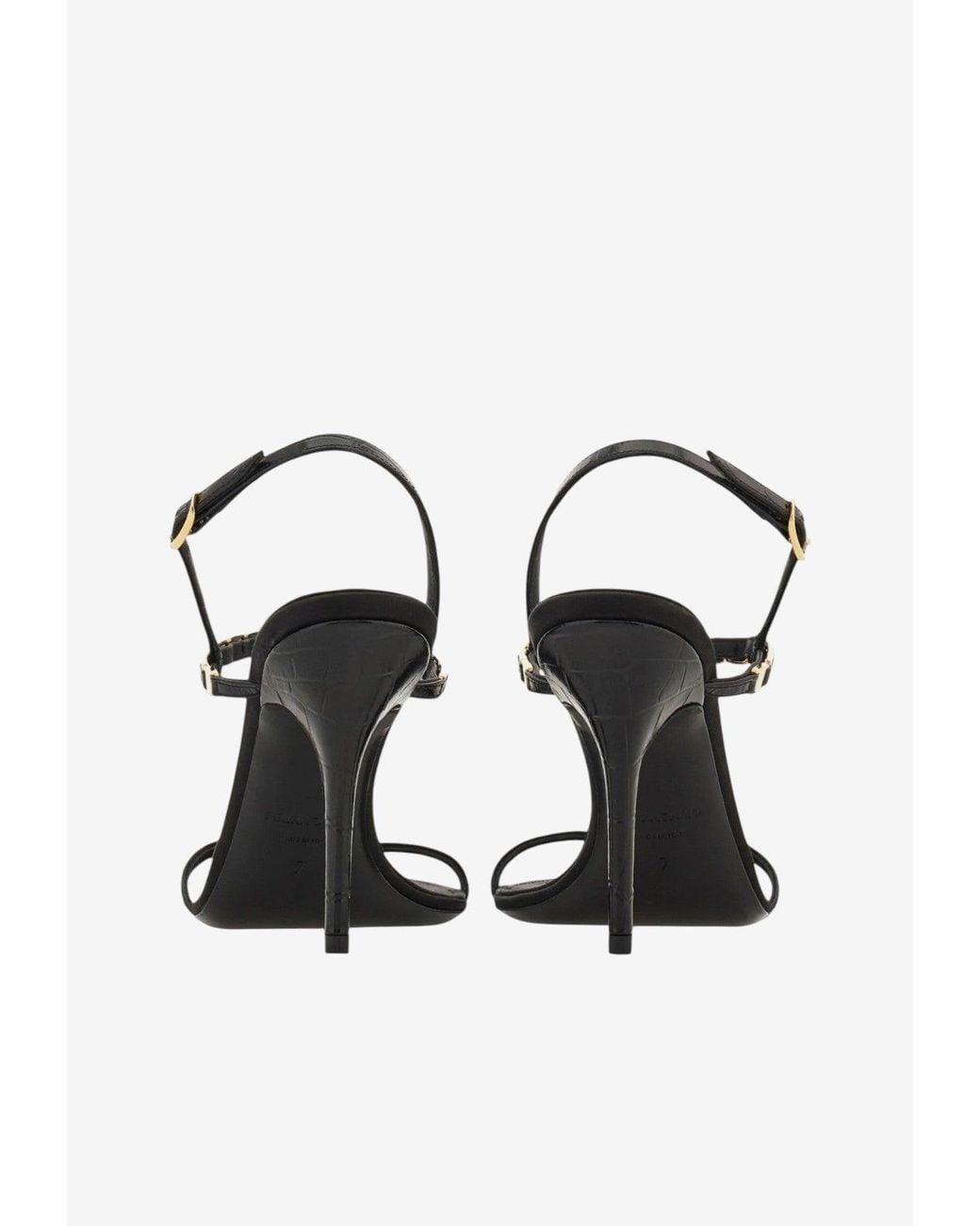 Ferragamo White Estea 95 Leather Slingback Sandals