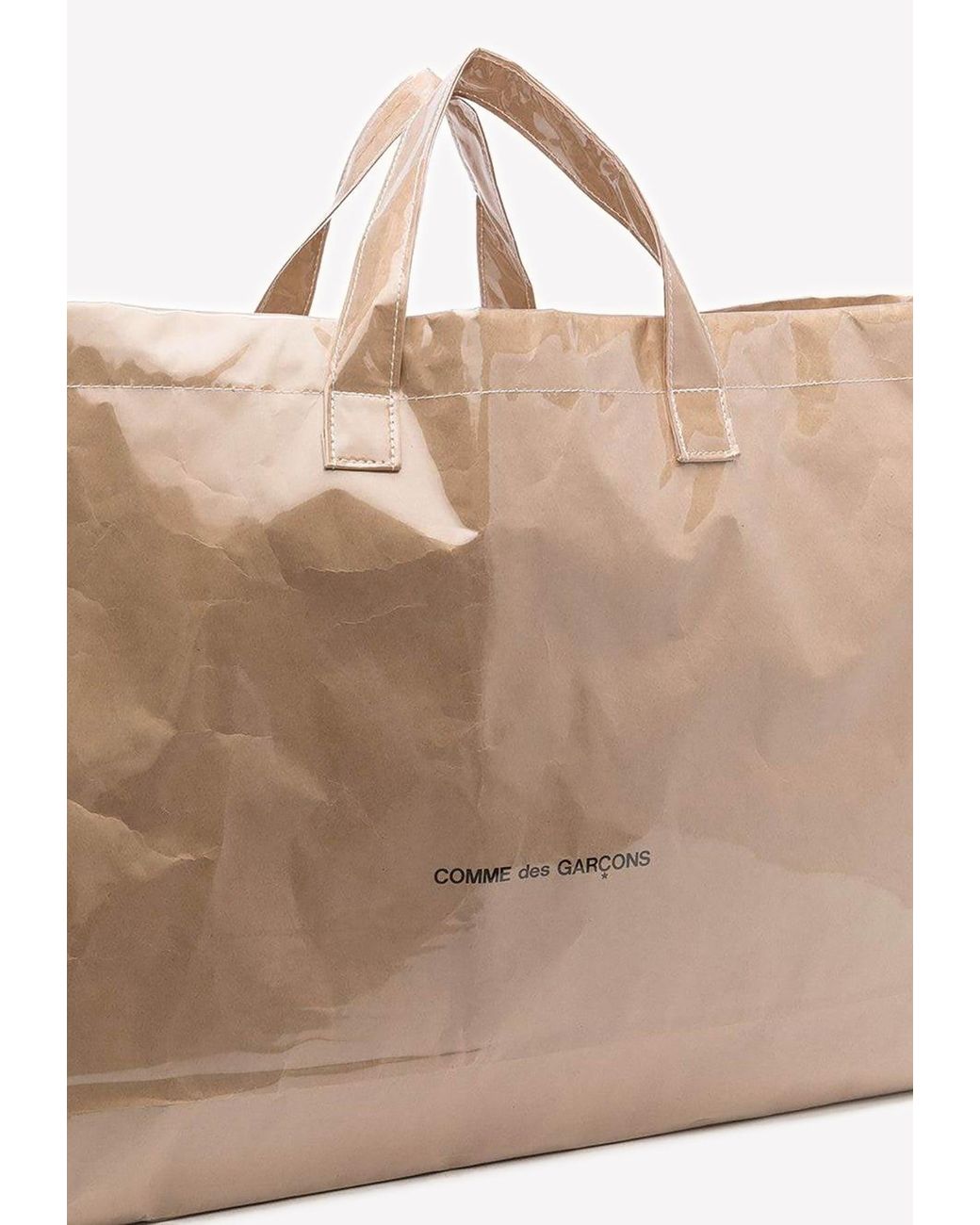 Comme des Garçons Kraft Paper Logo Tote Bag in Natural | Lyst