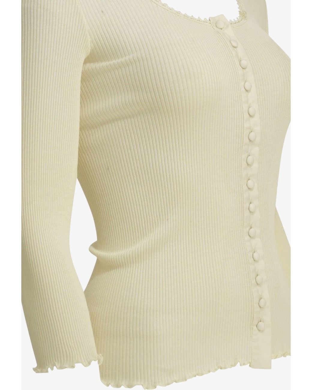 Chloé White Ribbed Buttoned Cardigan