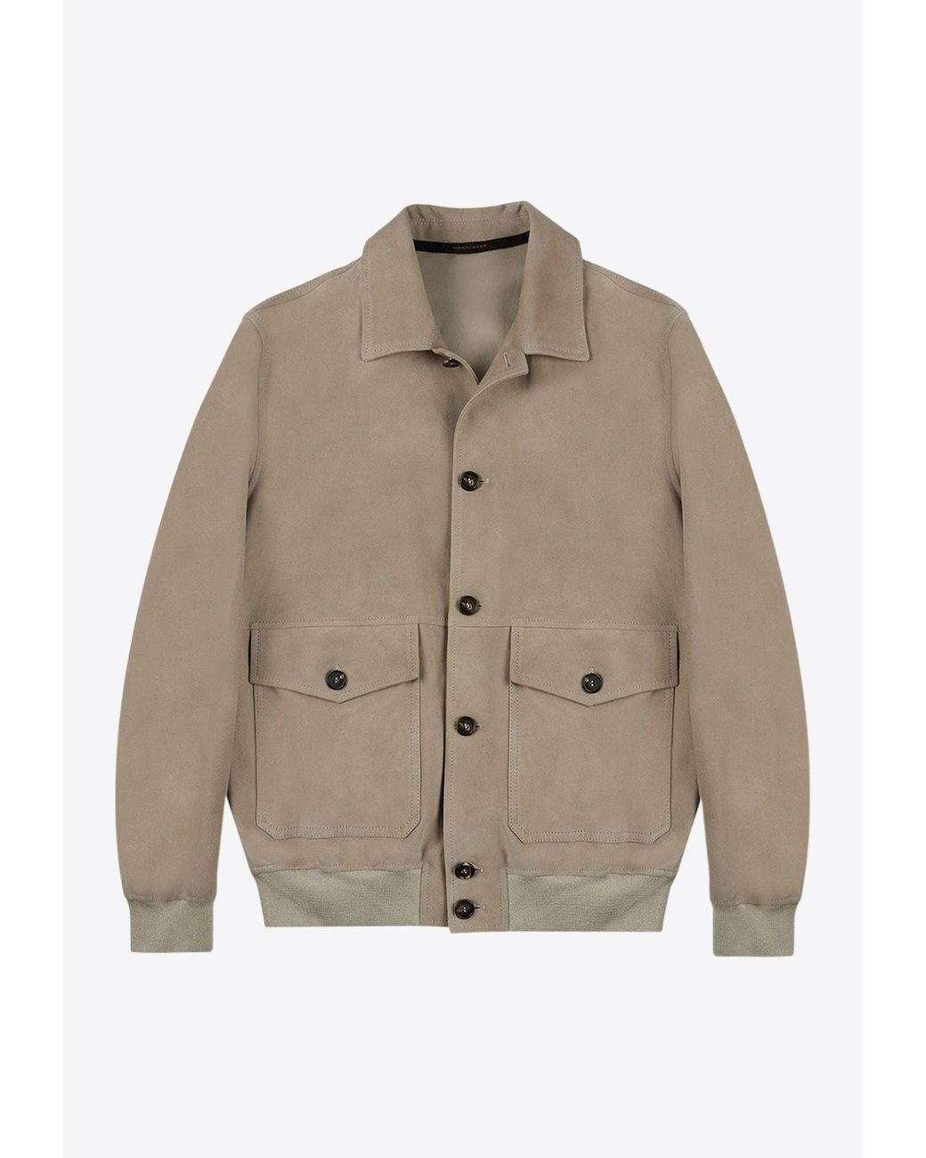 Slowear Natural Suede Button-Up Bomber Jacket for men
