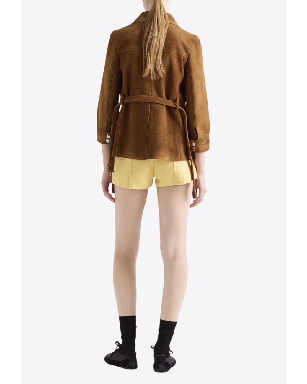 Prada Black Logo Patch Double Mini Shorts