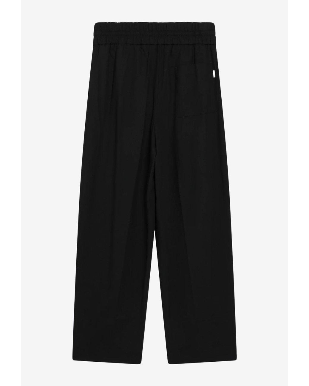 AMI Black Elasticated-Waist Virgin Wool Pants for men