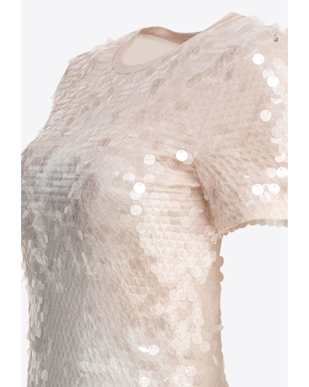 ワンピース SPORTMAX RANGHI LONG DRESS WITH SEQUINS Sportmax Ranghi Sequin-Embellished Maxi Dress in Natural | Lyst