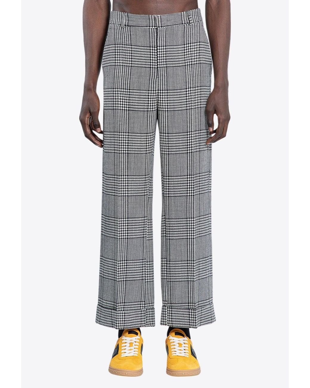 Valentino Gray Houndstooth Wool Pants for men