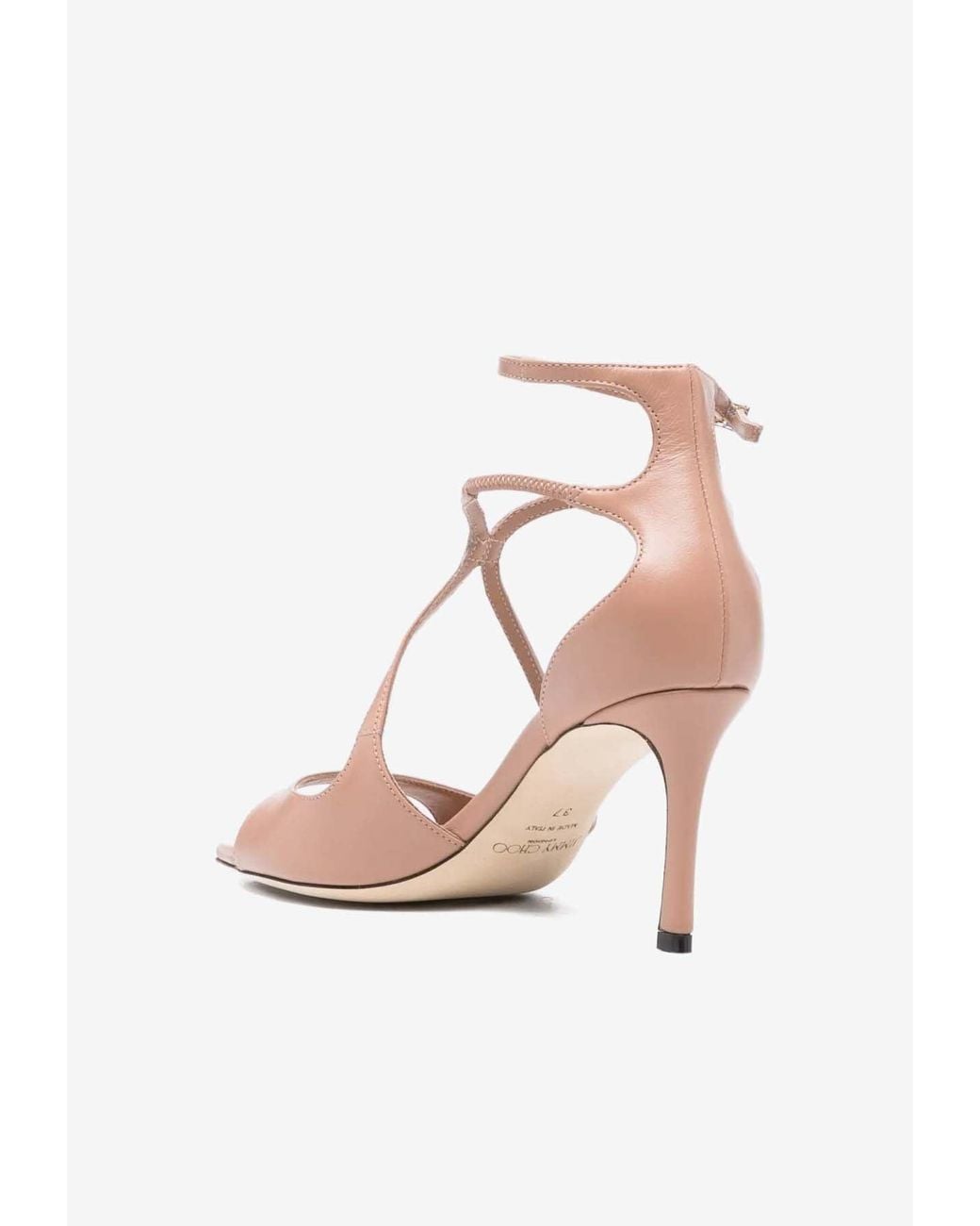 Jimmy Choo Azia 75 Nappa Leather Sandals in Pink | Lyst