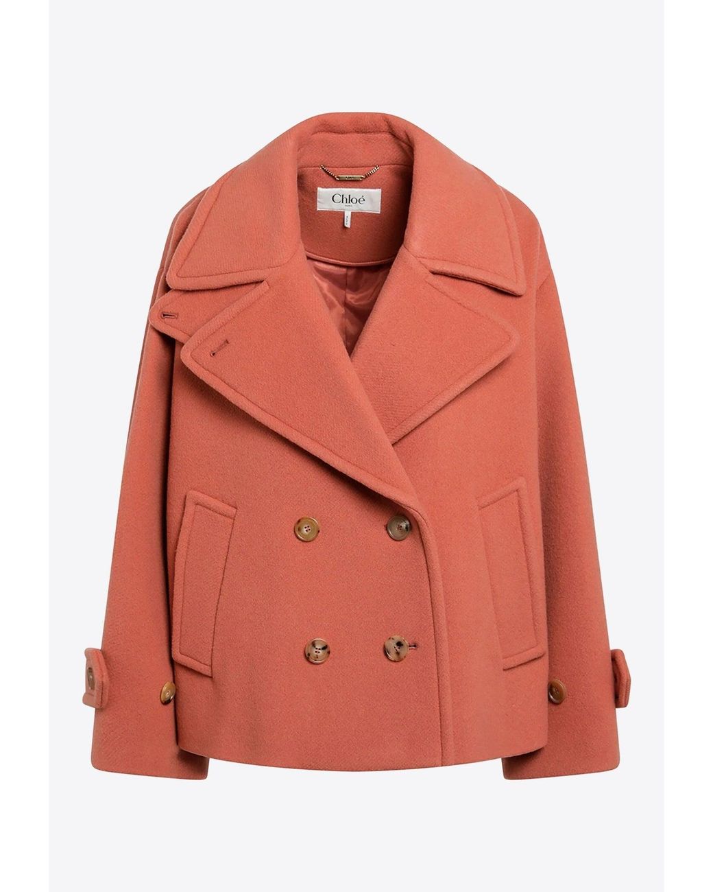 Chloé Orange Double-Breasted Wool Coat
