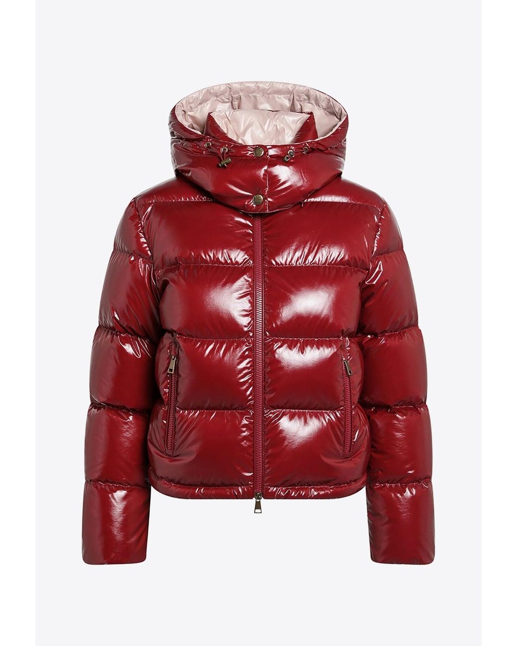 Moncler Red Niveole Glossy Down Jacket
