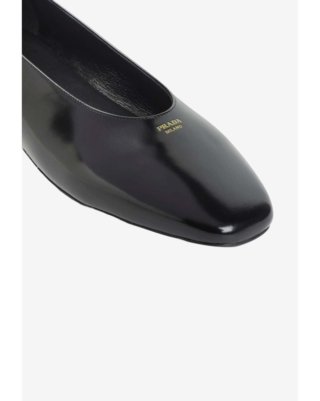 Prada White Brushed Leather Ballet Flats