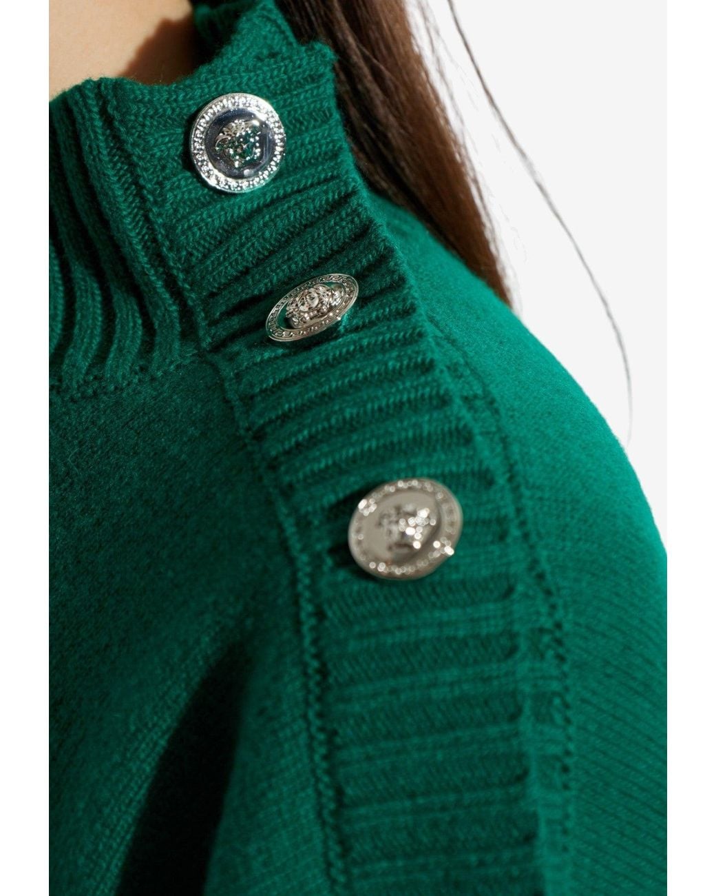 Versace Green Mock-Neck Wool Sweater